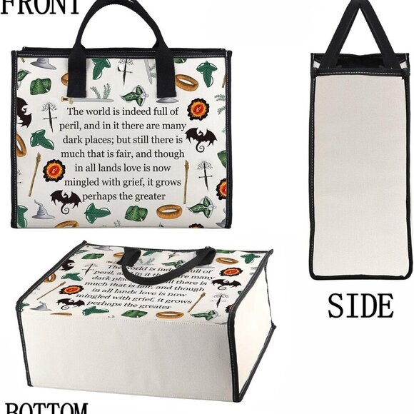 Lord of the Rings Quotes Canvas Tote Bag Travel Shopping Gift - Picture 4 of 7